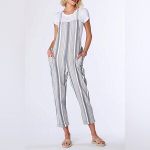 Bobi Zuma Striped Blue and White Overalls Jumper Romper Size Small